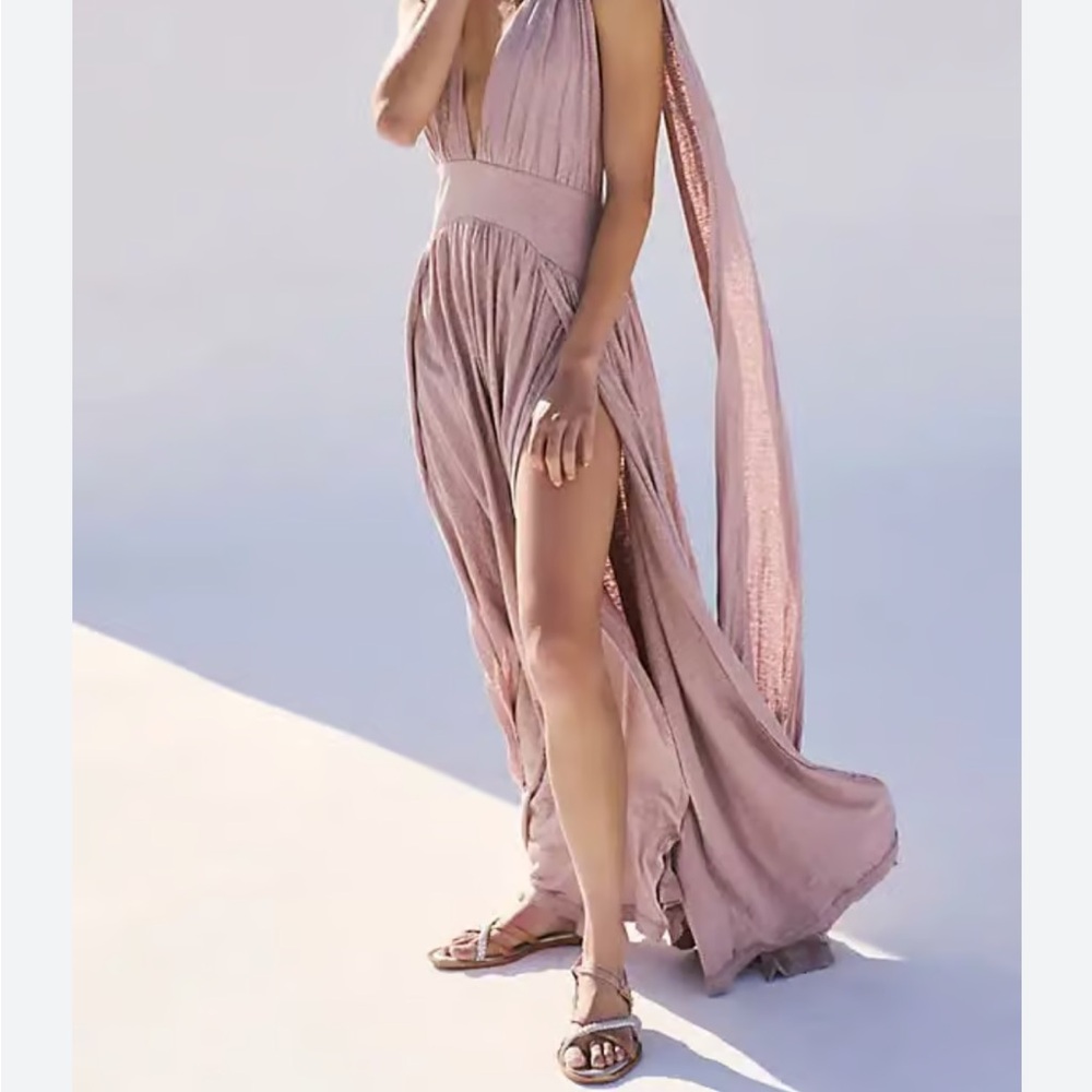 Free People Purple Halter Slit Gown